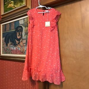 Mini Boden NWT dress size 9-10 Y pink with stars